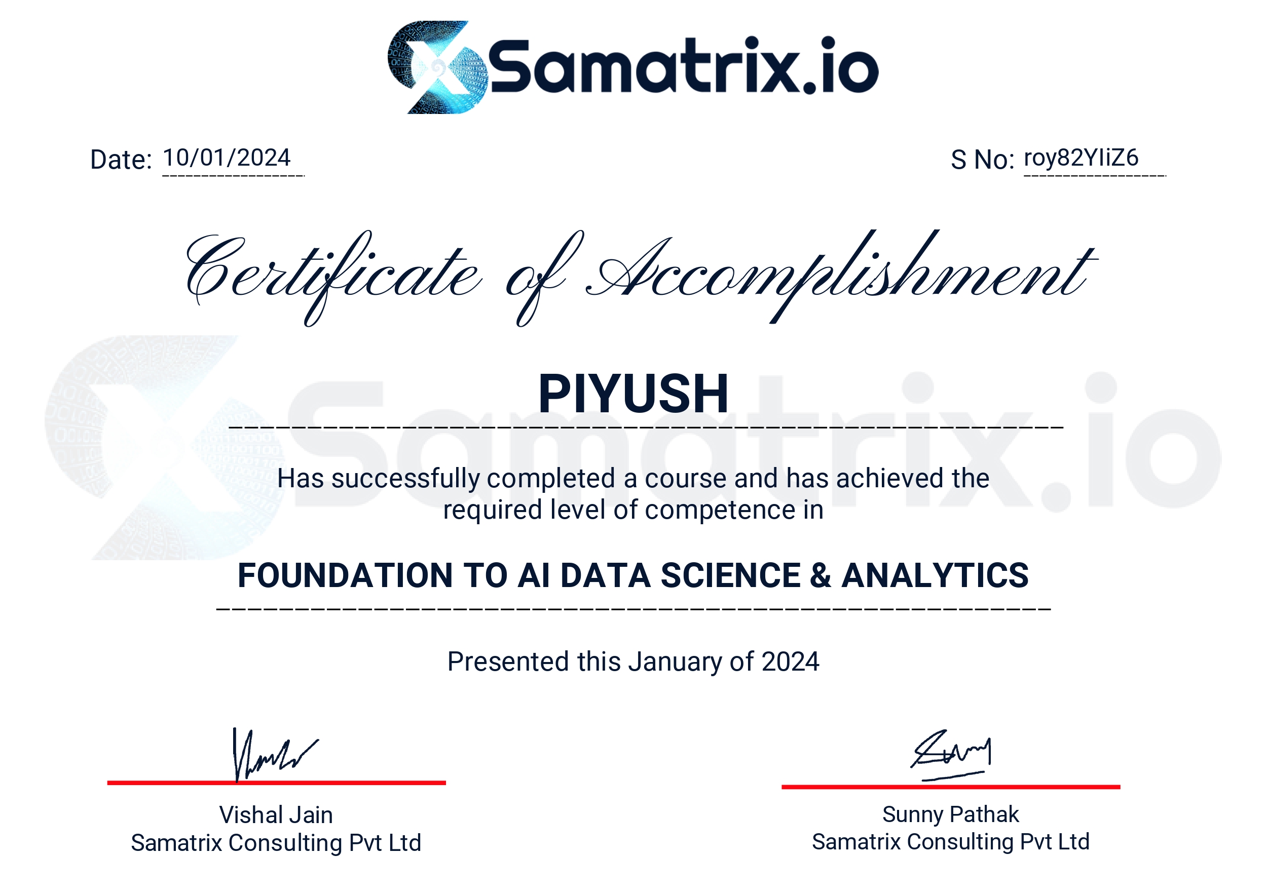 Foundation of AI Data Science Certificate